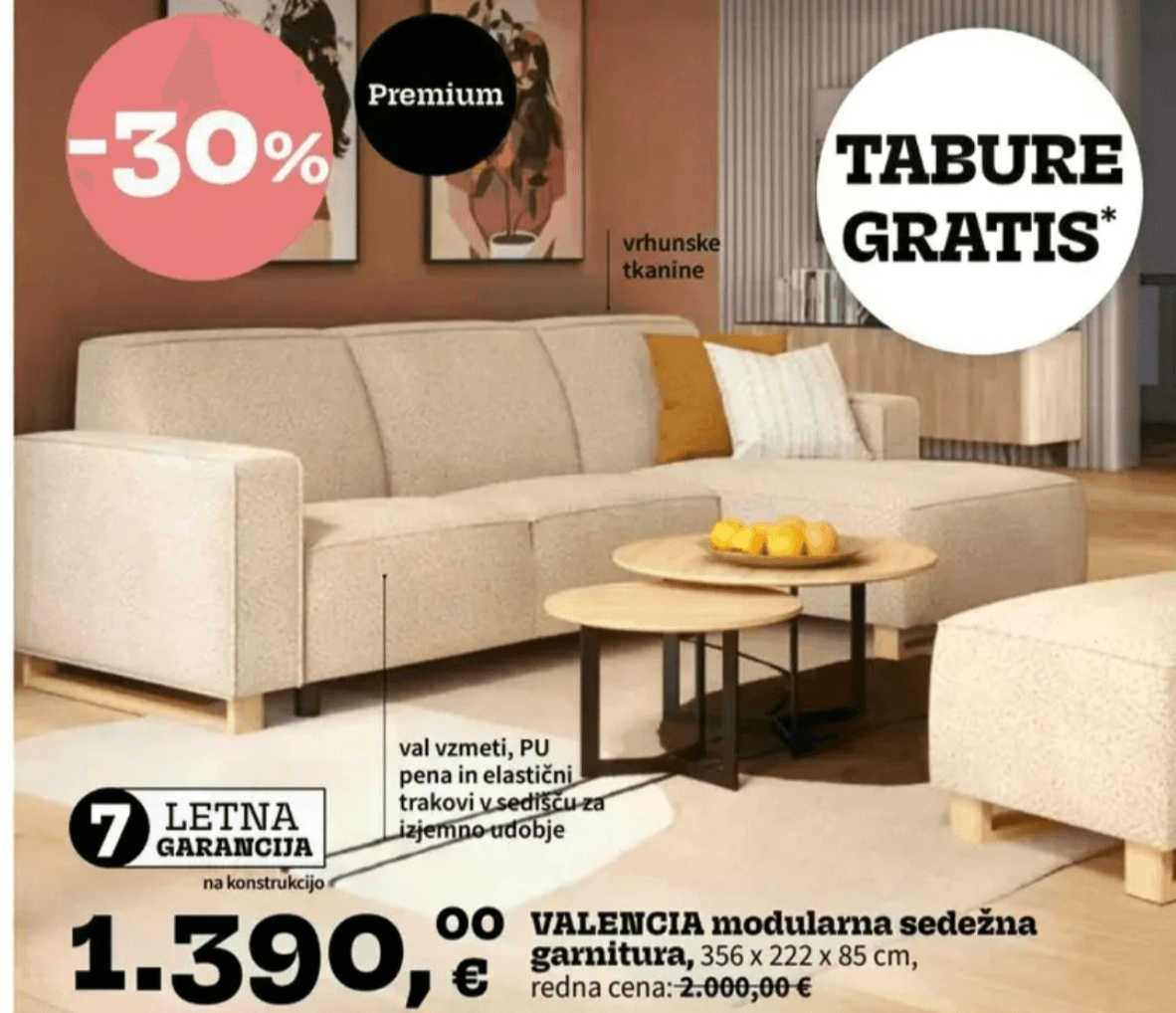 VALENCIA modularna sedežna garnitura - Akcija v trgovini Prima