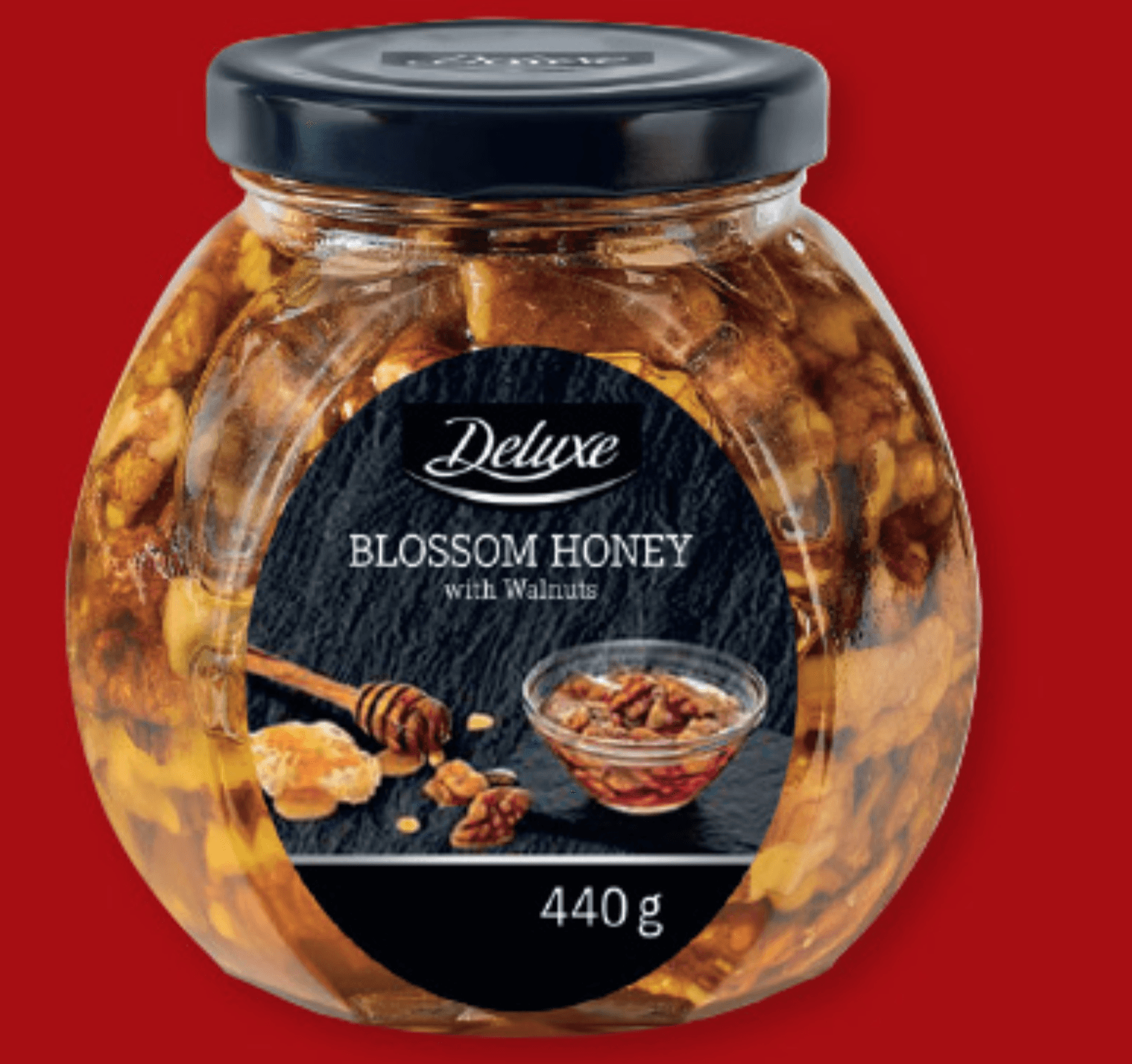 Deluxe Cvetlični med z orehi 440 g
