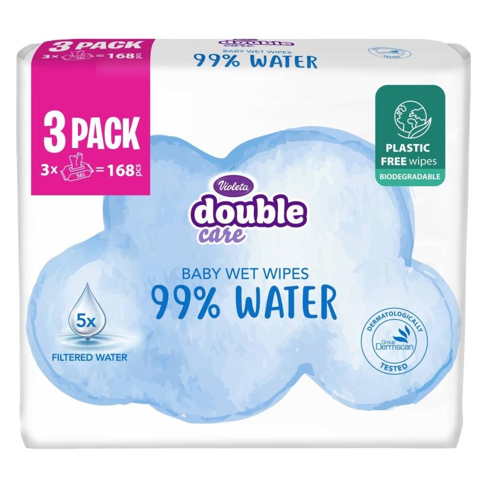 VIOLETA double care otroški vlažni robčki 3x56 kosov Violeta