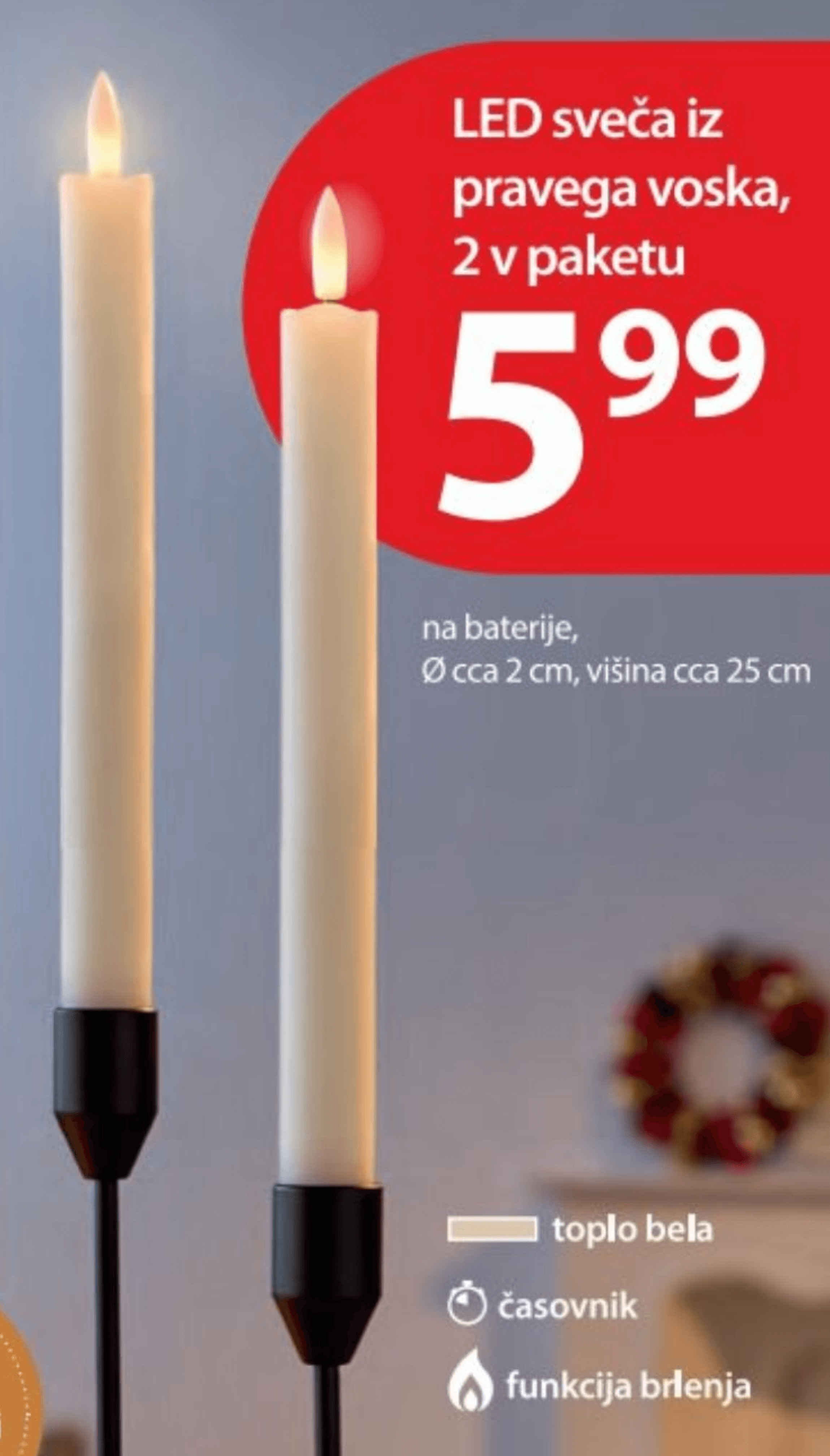 LED sveča 2 v paketu