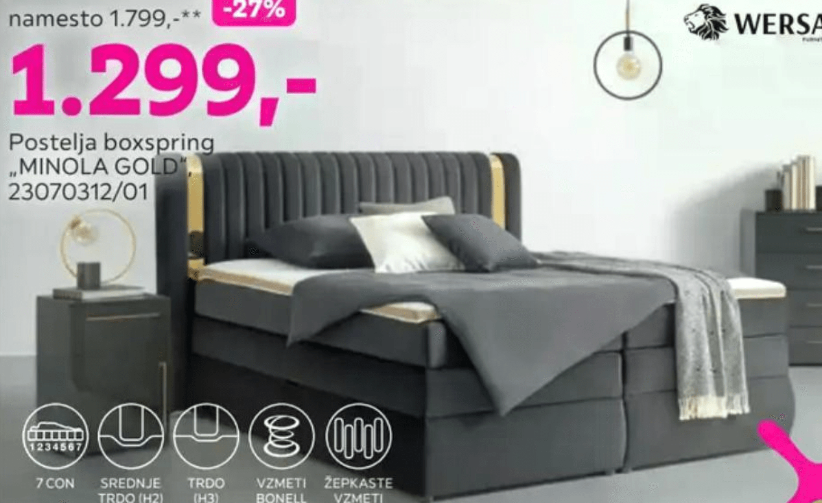 Postelja boxspring „MINOLA GOLD"