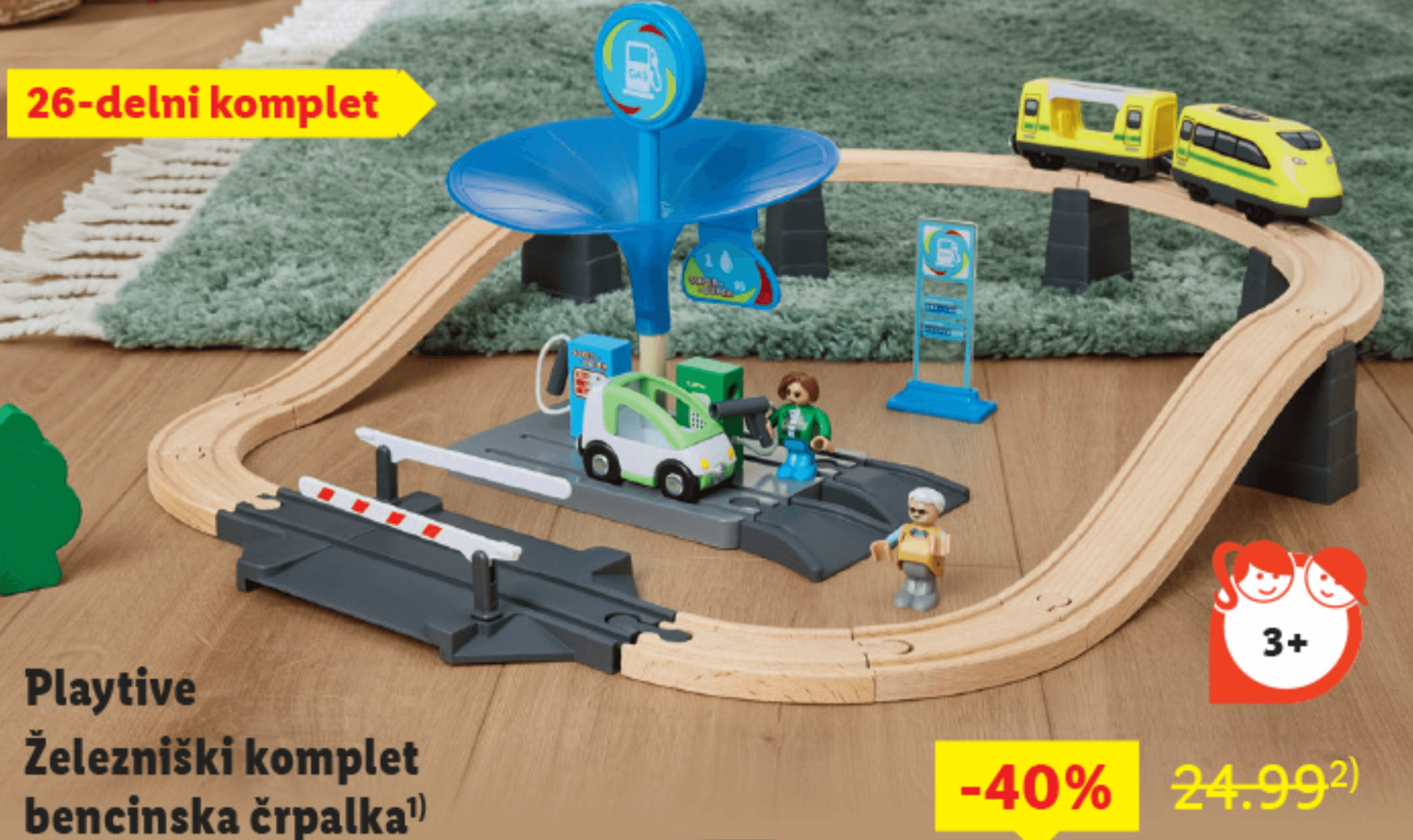 Playtive Železniški komplet bencinska črpalka 26-delni komplet