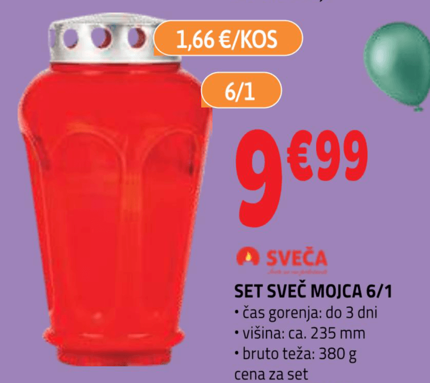 Set sveč Mojca 6/1
