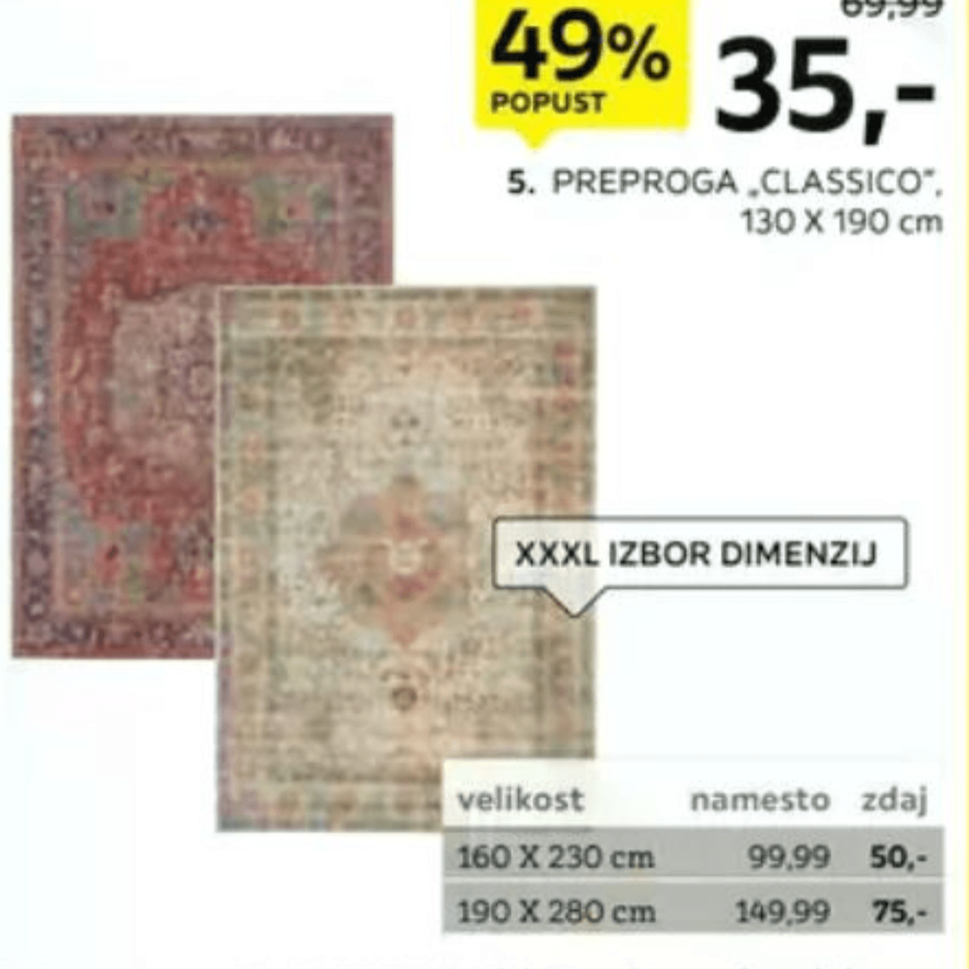 Preproga „CLASSICO" 130 X 190 cm