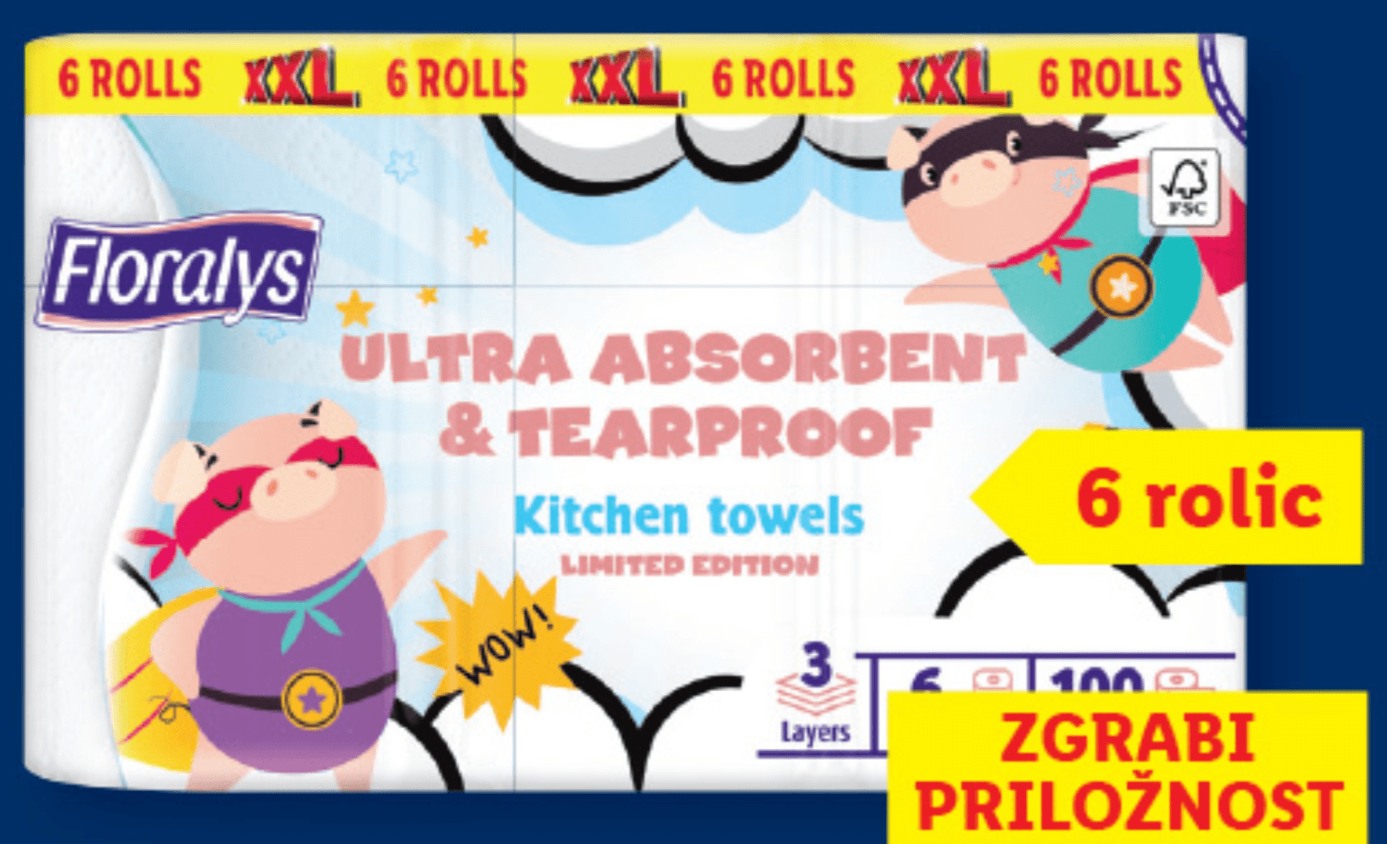 Floralys Kuhinjske brisačke XXL 6 rolic