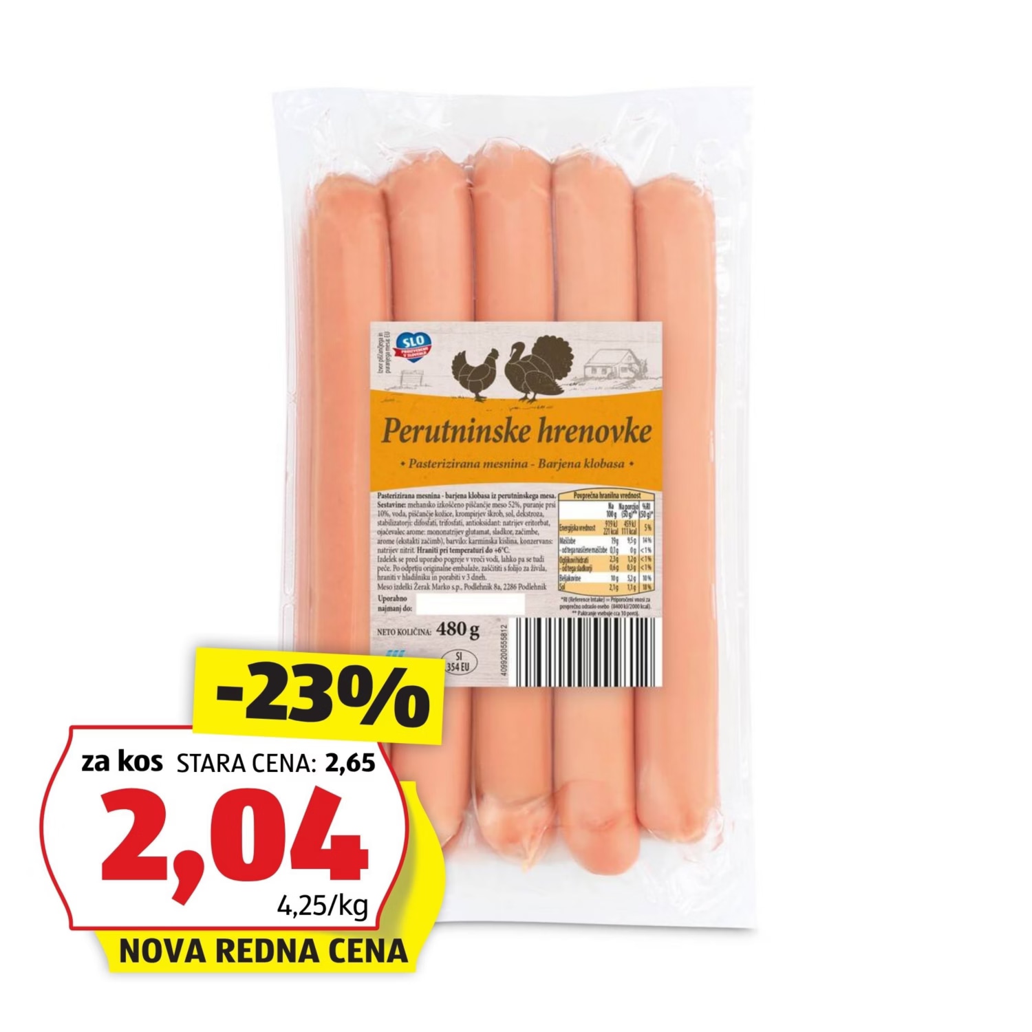 Perutninske hrenovke 480 g