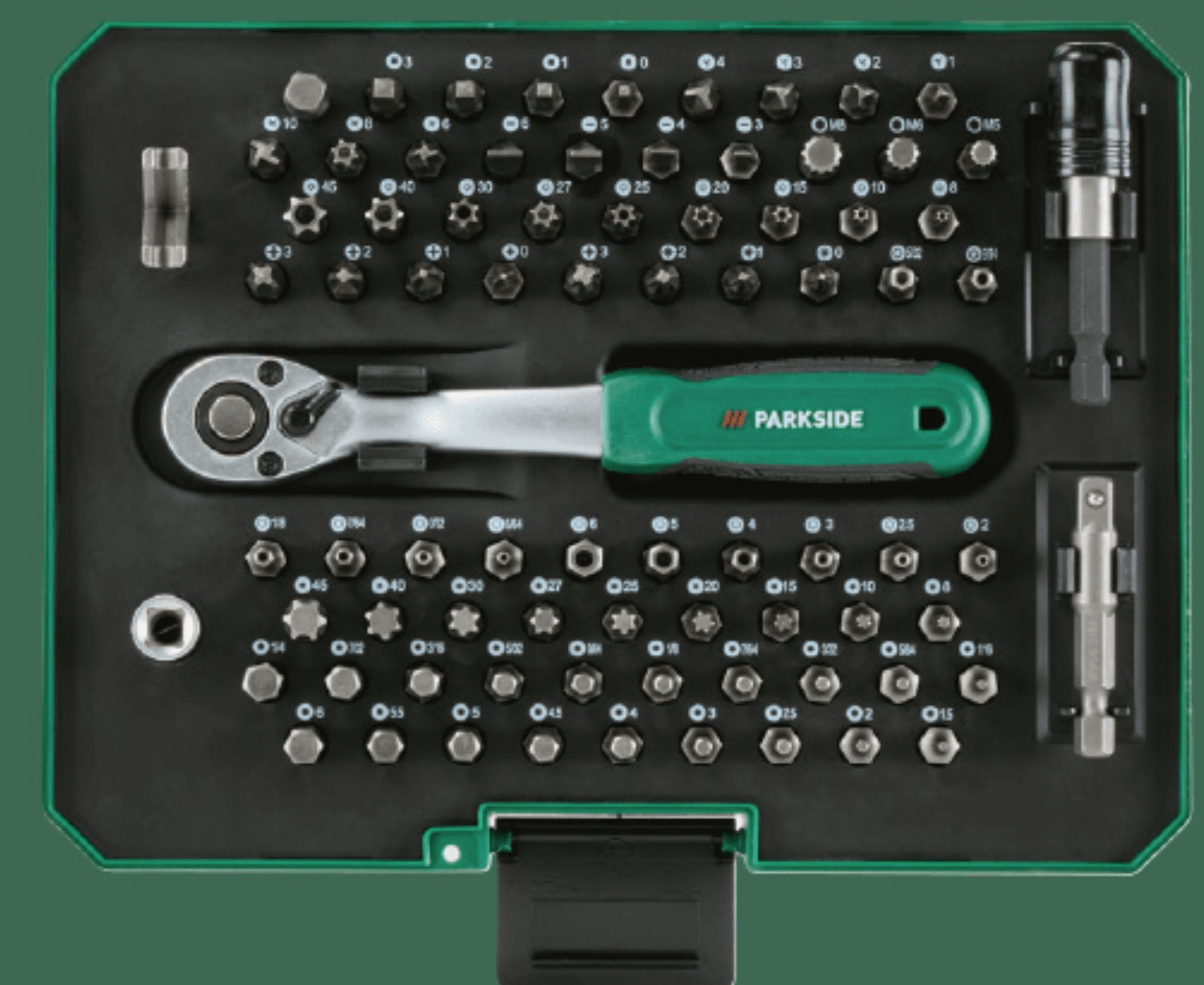 Parkside Komplet z ragljo in vijačnimi nastavki 81-delni