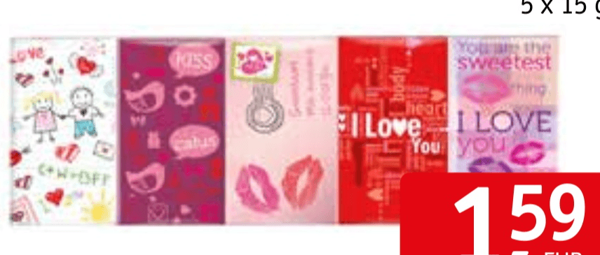 Čokoladice Love 5 x 15 g - Akcija v trgovini Jager