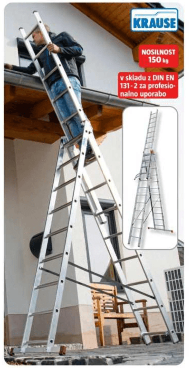 Večnamenska aluminijasta lestev - Akcija v trgovini Bauhaus