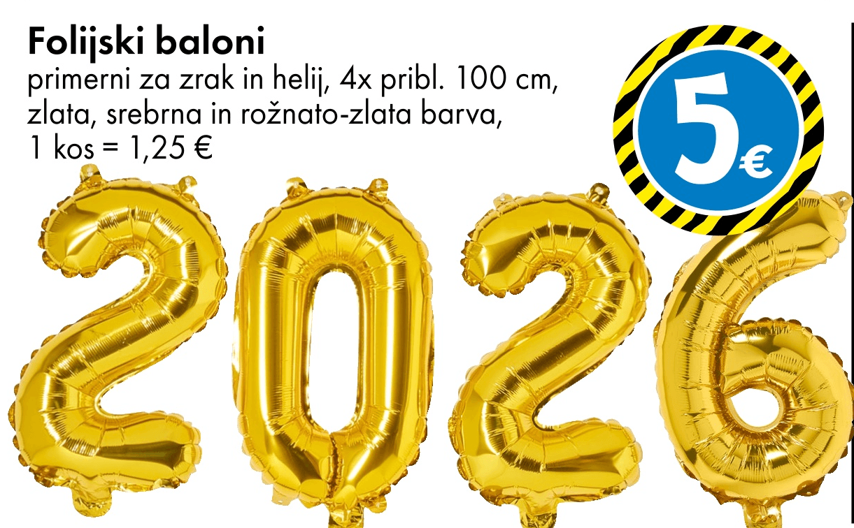 Folijski baloni 2026 4x pribl. 100 cm