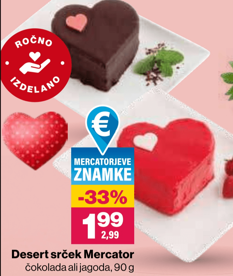Desert srček Mercator 90 g - Akcija v trgovini Mercator