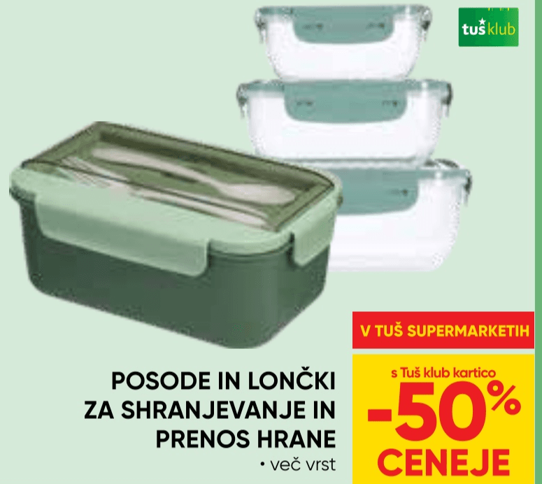 Posode in lončki za shranjevanje in prenos hrane Akcija v trgovini Tuš