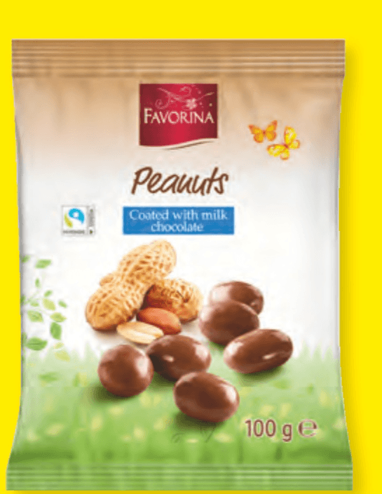 FAVORINA Arašidi obliti z mlečno čokolado 100 g - Akcija v trgovini Lidl