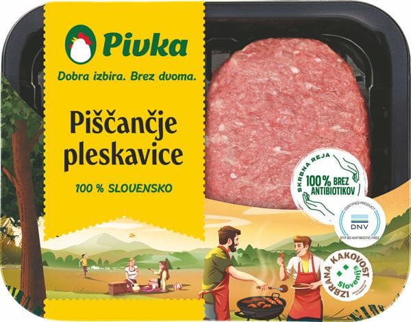 Piščančji čevapčiči ali pleskavice Pivka 400 g Akcija v trgovini Mercator