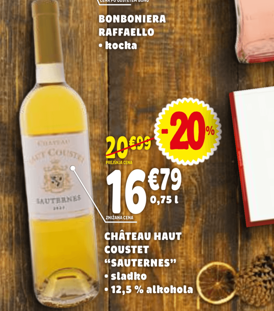 Sauternes Château Haut Coustet 0,75 l Akcija v trgovini E.Leclerc