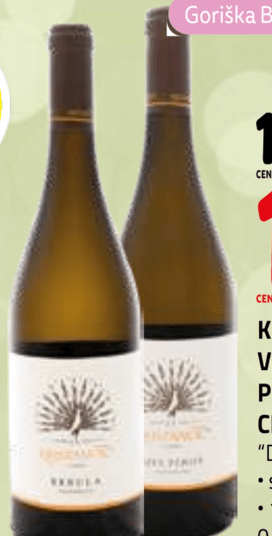 Kakovostno vino ZGP chardonnay ali rebula Dušan Kristančič 0,75 l Akcija v trgovini E.Leclerc