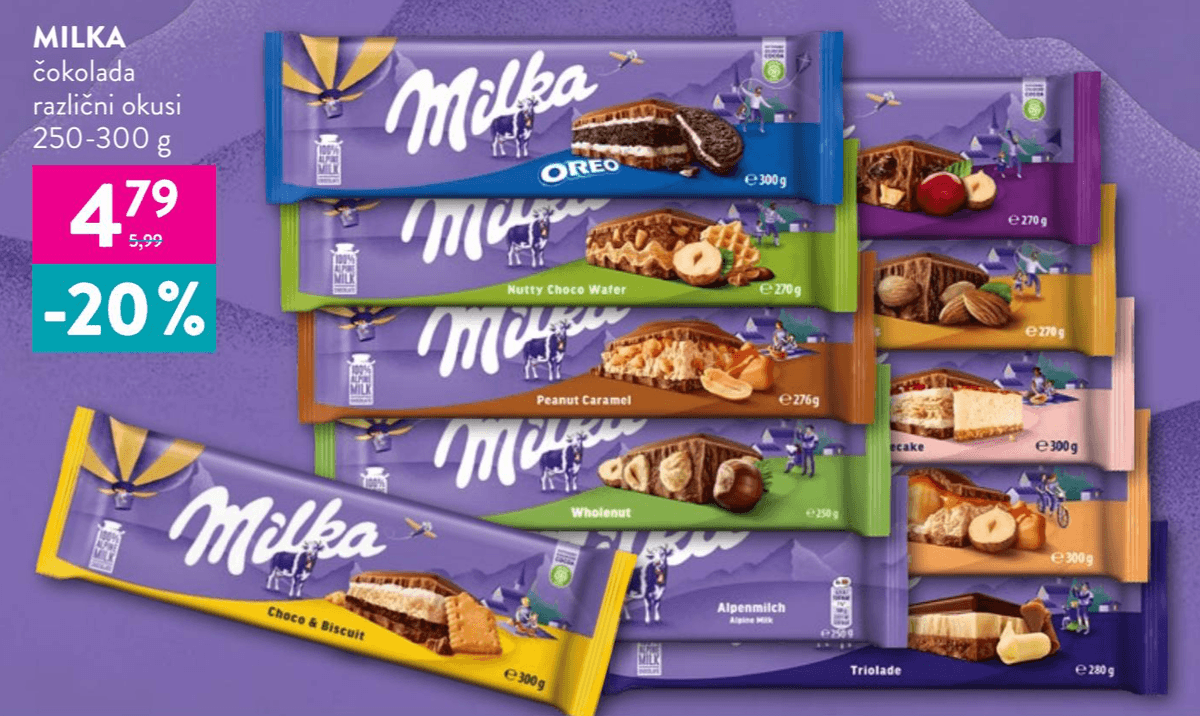 Milka čokolada 250-300 g Akcija v trgovini Kompas Shop