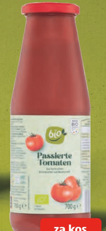Bio pasiran paradižnik 700 g Akcija v trgovini Hofer
