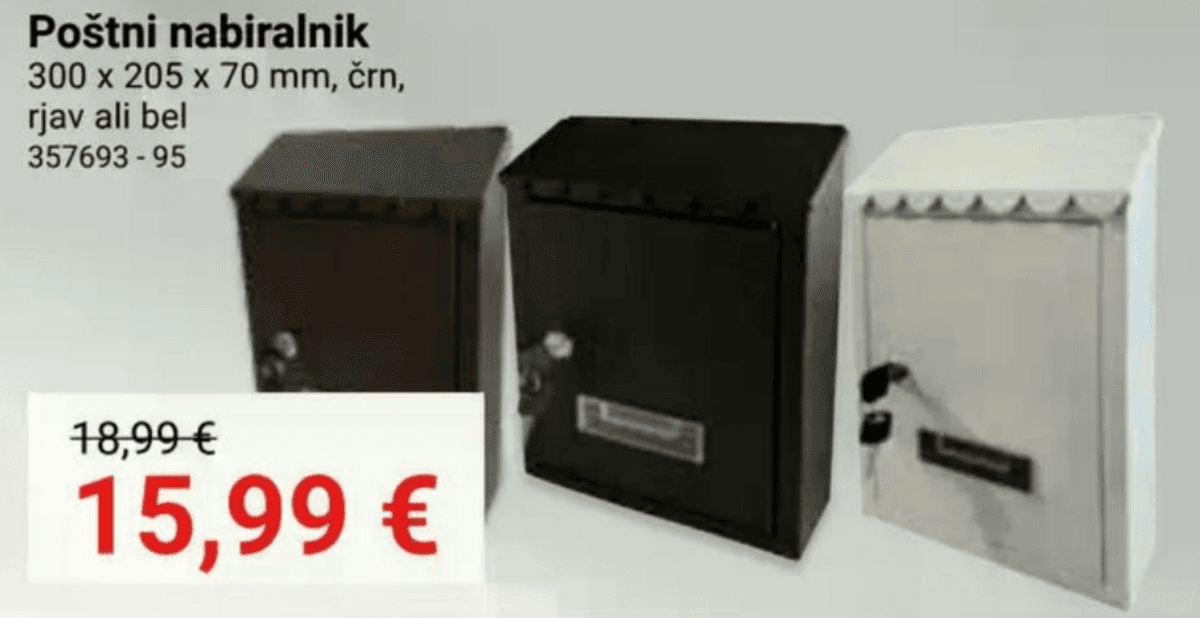 Poštni nabiralnik 300 x 205 x 70 mm Akcija v trgovini Pevex