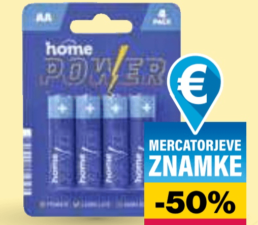 Alkalne baterije Home 4/1 Akcija v trgovini Mercator