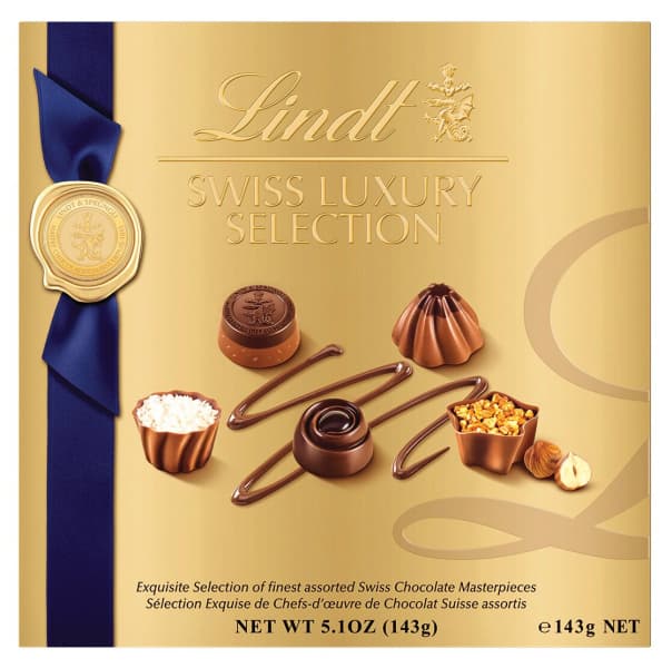 Bonboniera Lindor Swiss luxury selected box 143 g LINDT Akcija v trgovini Spar