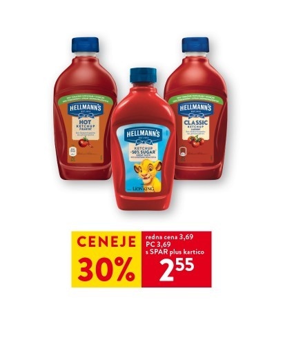 Omaka ali ketchup Hellmann's 250 ml ali 460 g - 485 g Akcija v trgovini E.Leclerc