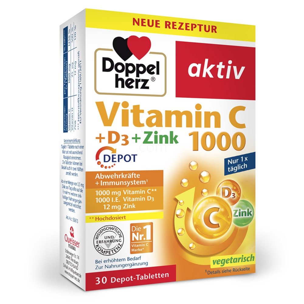 Prehransko dopolnilo Doppel Herz Vitamin C + D3 + Zink 1000 48/1 ali 40/1 - Akcija v trgovini Jager