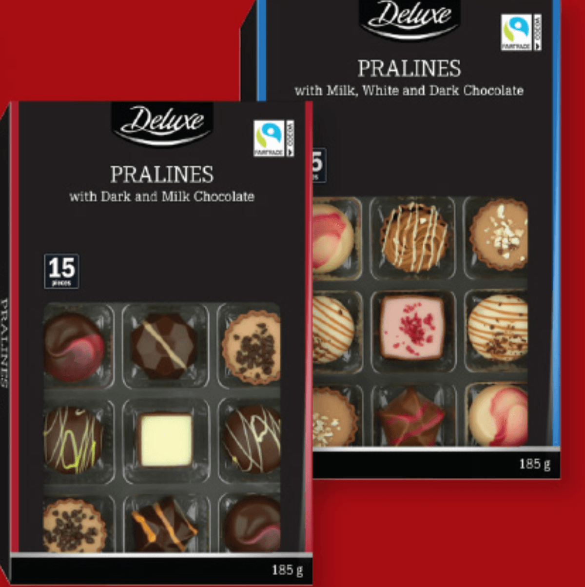Deluxe čokoladni pralineji 185 g Akcija v trgovini Lidl