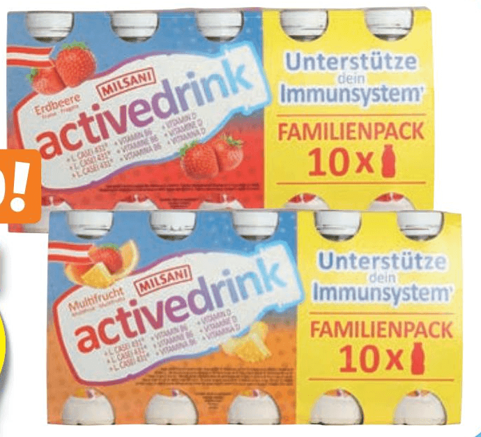 Milsani napitek Activedrink 10 x 100 g Akcija v trgovini Hofer