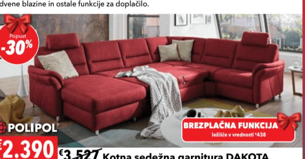 Kotna sedežna garnitura DAKOTA 173x309x236cm Akcija v trgovini Harvey Norman