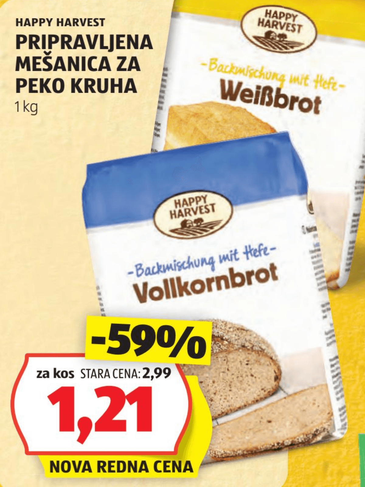 Happy Harvest Pripravljena mešanica za peko kruha 1 kg Akcija v trgovini Hofer