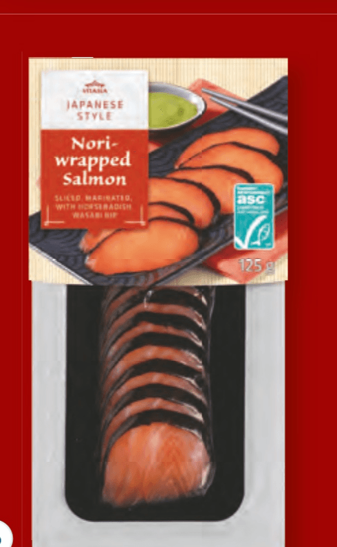 Vitasia Mariniran losos v rezinah Nori-wrapped Salmon 125 g - Akcija v trgovini Lidl