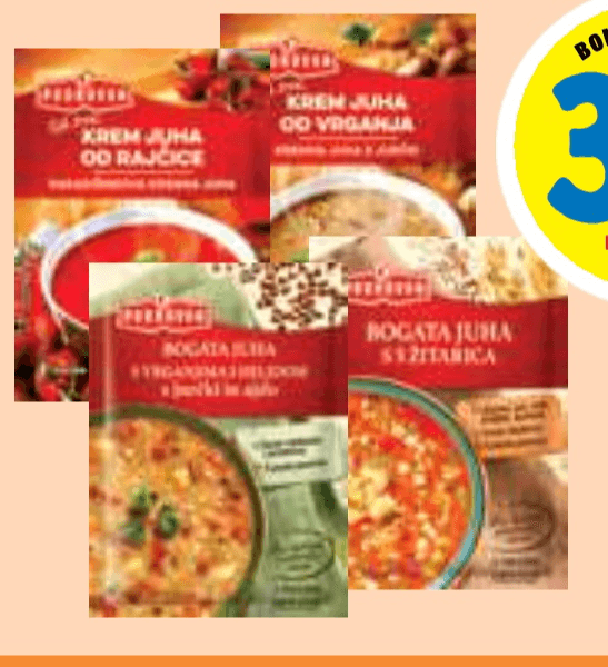 Vse bogate in kremne juhe Podravka - Akcija v trgovini E.Leclerc