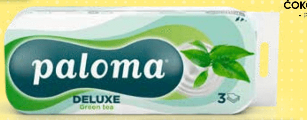Paloma Deluxe Green Tea toaletni papir 3-slojni, 10/1 Akcija v trgovini Tuš