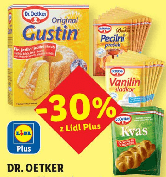 Dr. Oetker Izbrani izdelki za peko Akcija v trgovini Lidl