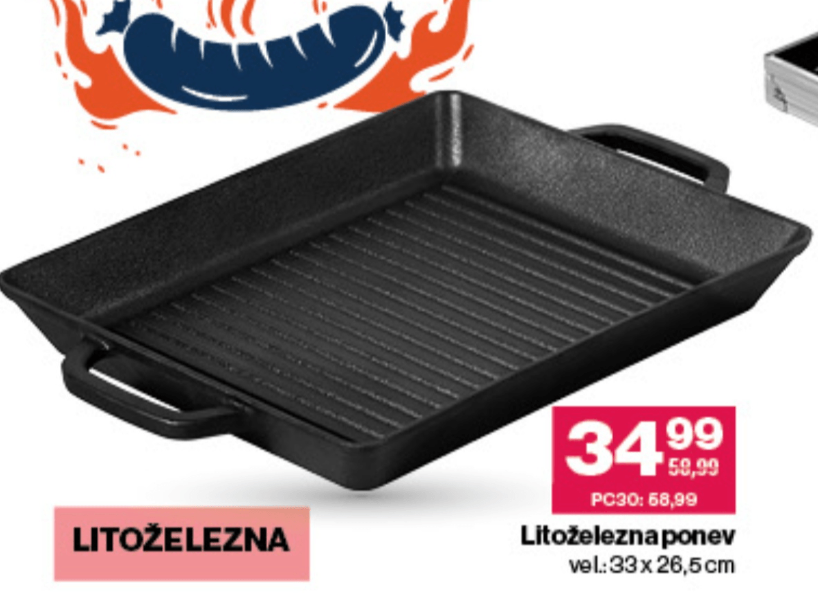 Litoželezna ponev 33 x 26,5 cm PINTINOX - Akcija v trgovini Mercator