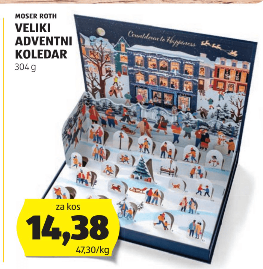 Moser Roth veliki adventni koledar 304 g Akcija v trgovini Hofer