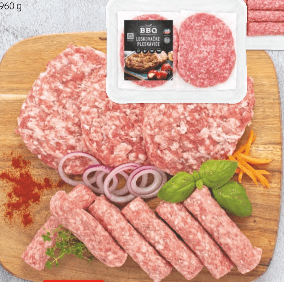 Sarajevski čevapčiči/Leskovačke pleskavice 960 g Celjske mesnine Akcija v trgovini Hofer