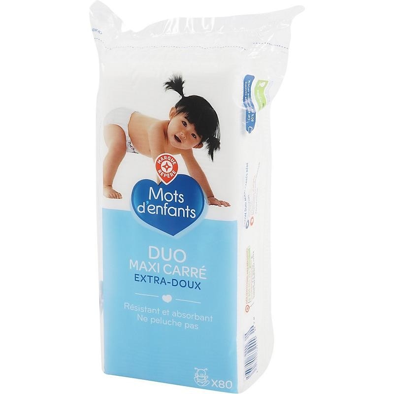 Narezana otroška vata Mots d'enfants Duo Maxi Carre Extra-Doux 80/1 - Akcija v trgovini E.Leclerc
