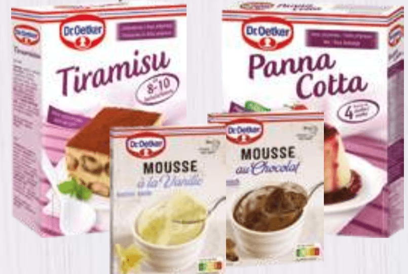 Mešanica za pripravo sladkega deserta Dr. Oetker 60 g - 124 g Akcija v trgovini E.Leclerc