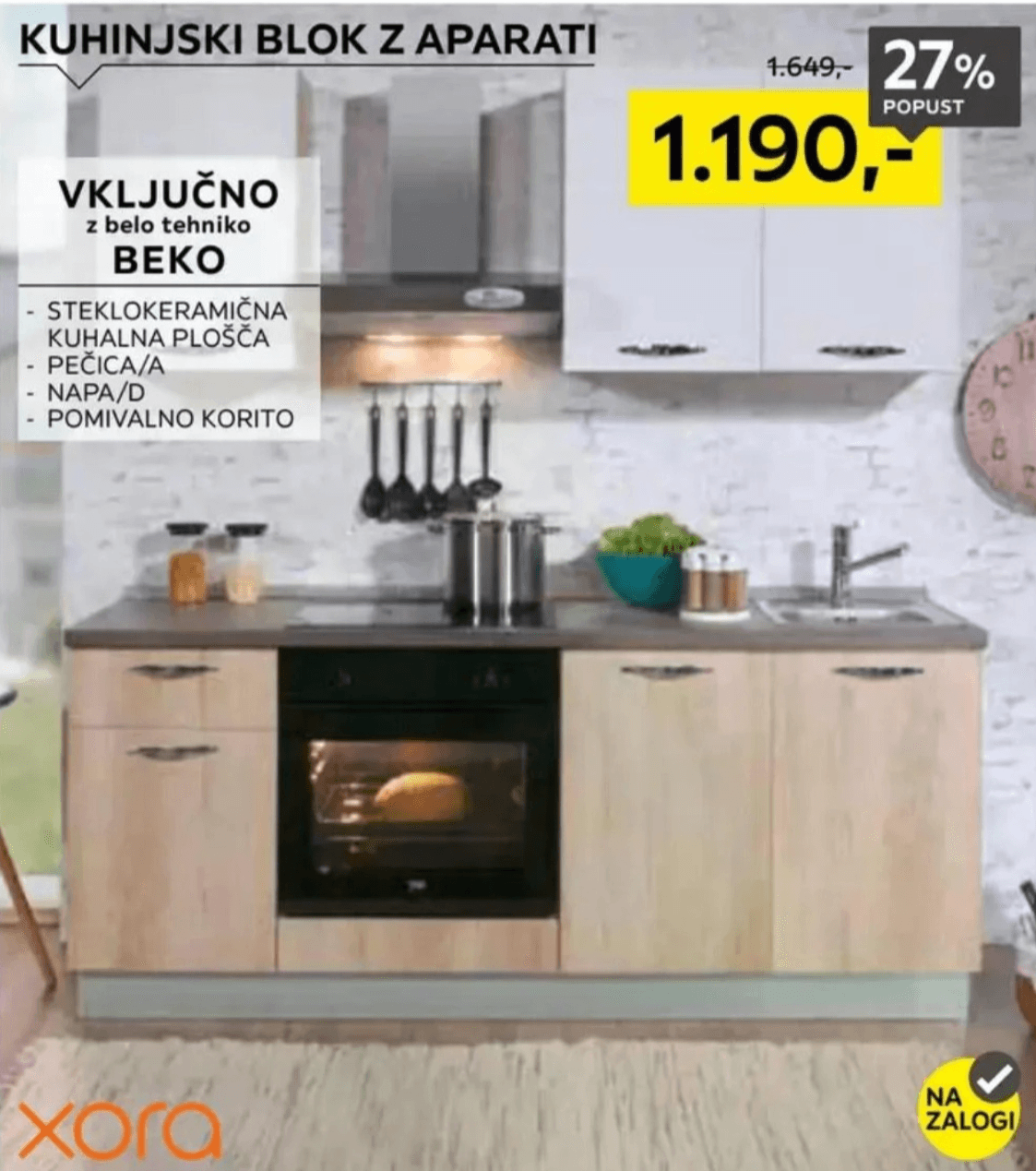 Kuhinjski blok z aparati xora - Akcija v trgovini Lesnina