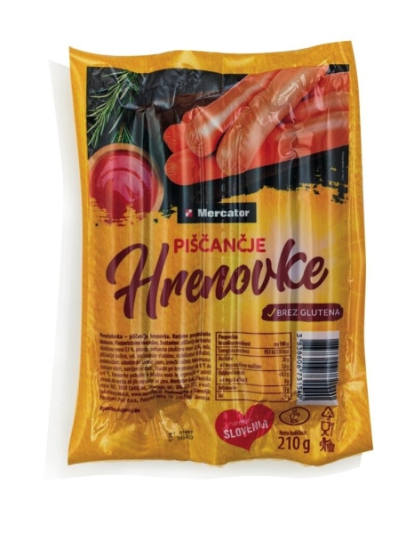 Piščančje hrenovke Mercator 210 g - Akcija v trgovini Mercator
