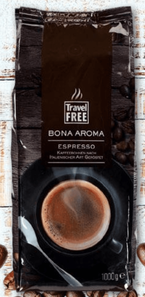 TRAVEL FREE kava v zrnju espresso 1000 g Akcija v trgovini Kompas Shop