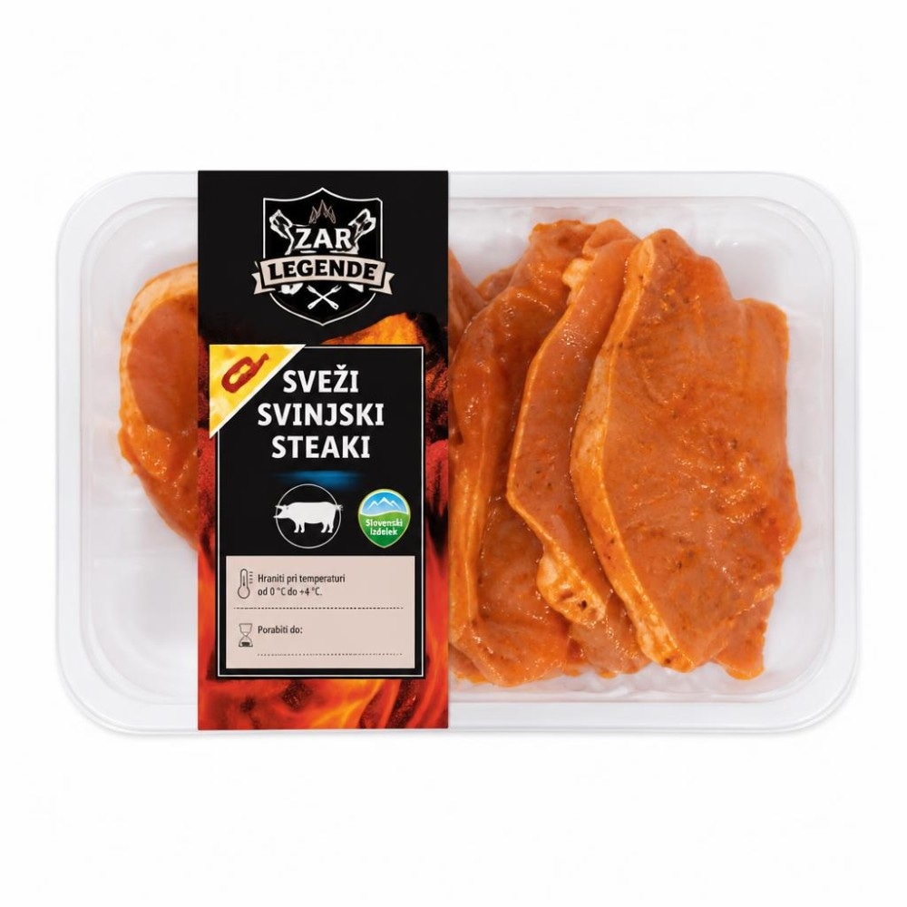 Žar legende sveži svinjski steki XXL 500 g + 95 g gratis Akcija v trgovini Lidl