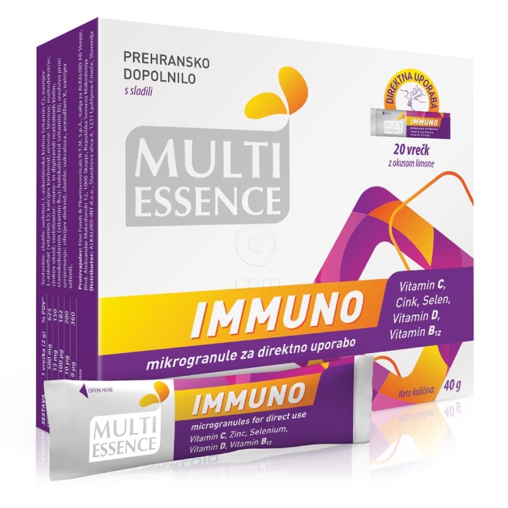 Alkaloid prehransko dopolnilo Multi Essence Immuno 20 vrečk Akcija v trgovini E.Leclerc