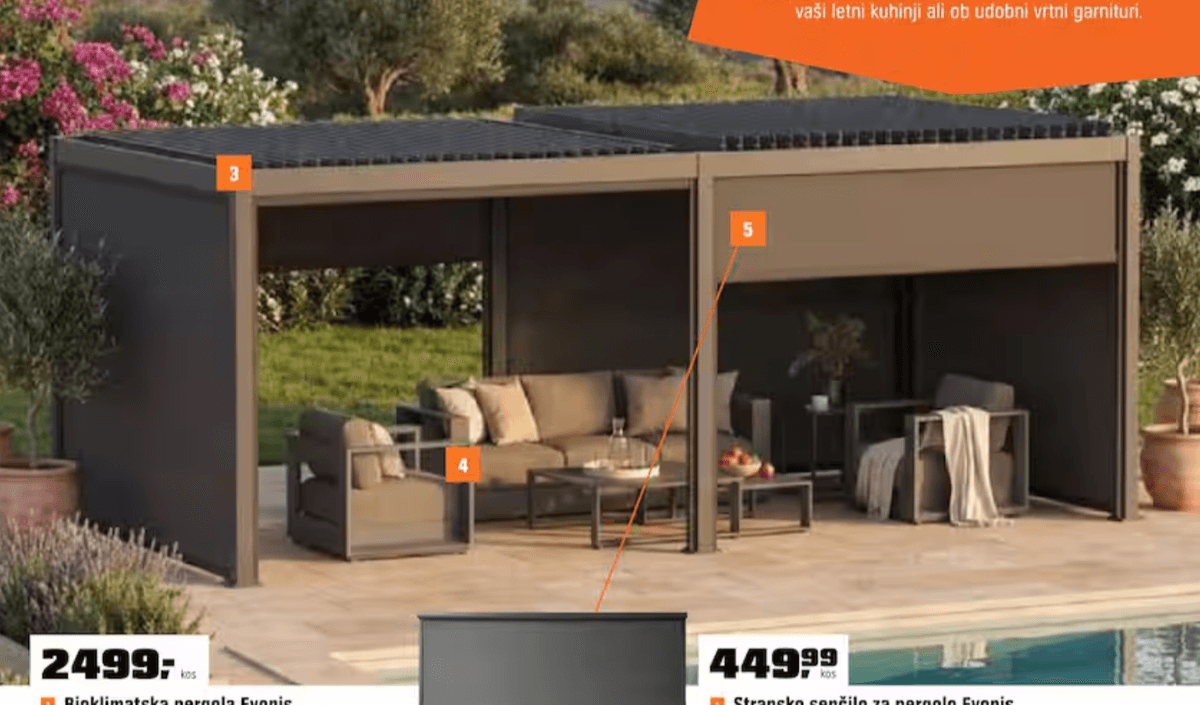 Bioklimatska pergola Evonis 6 x 3 m - Akcija v trgovini Obi