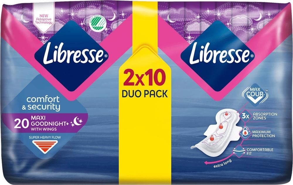 Libresse Goodnight damski nočni vložki Maxi+ 20 kosov Akcija v trgovini Dm
