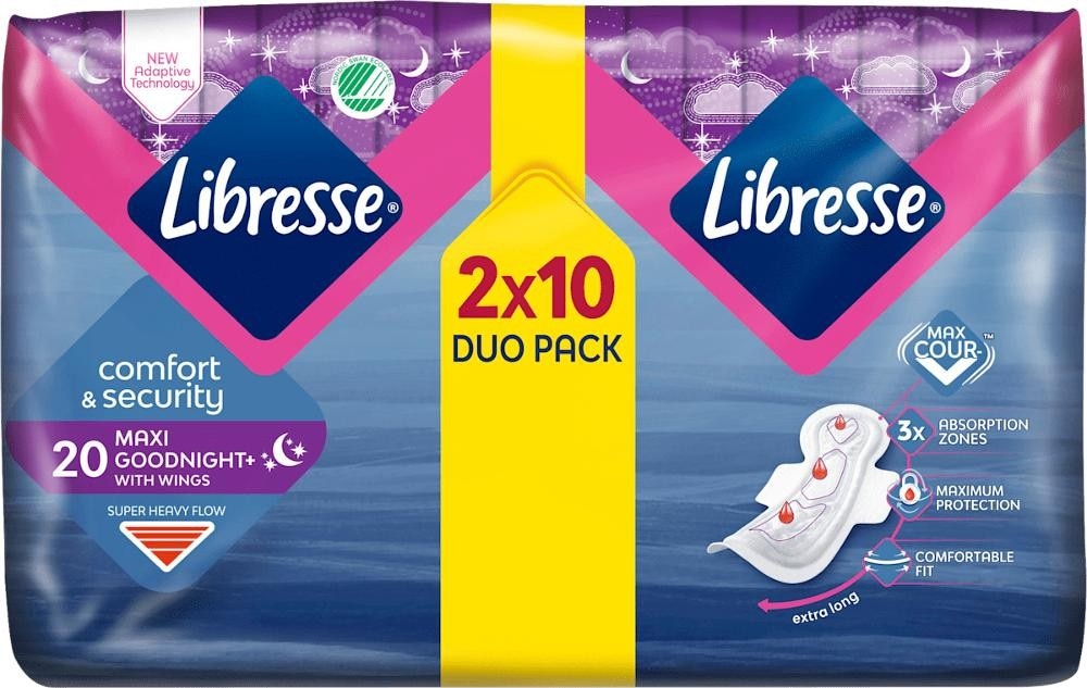 Libresse Goodnight damski nočni vložki Maxi+ 20 kosov Akcija v trgovini Dm