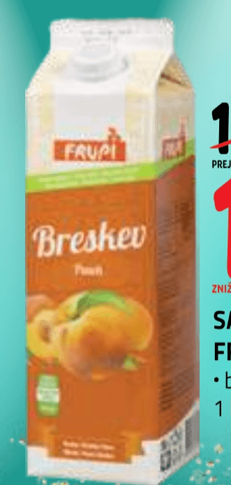 Sadna pijača Frupi breskev 1 l Akcija v trgovini E.Leclerc