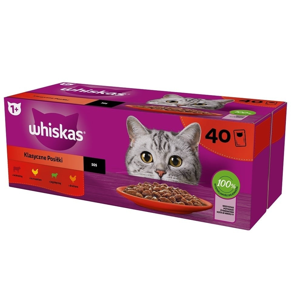 Izbir hrane v vrečki Whiskas 40 x 85 g Akcija v trgovini E.Leclerc